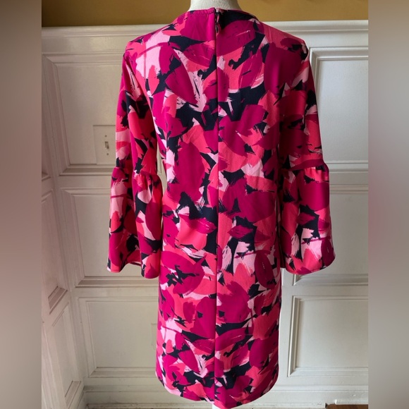 BANANA REPUBLIC LARGE 3/4 BELL SLEEVE SHIFT DRESS ABSTRACT WEARABLE ART - Picture 7 of 9